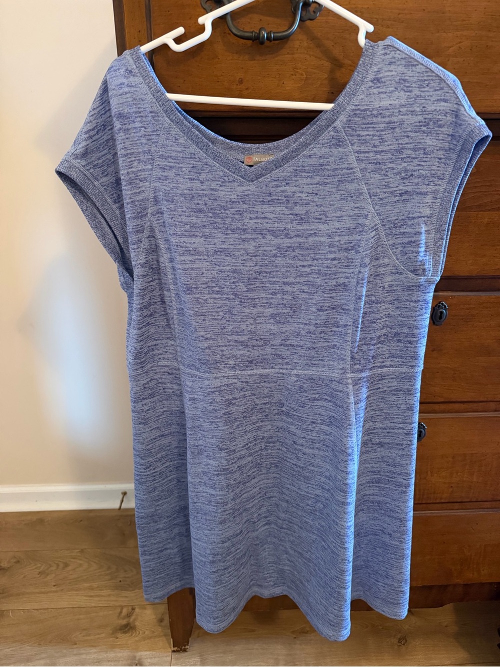 Talbots Blue Heathered Cap-Sleeve Knit Dress